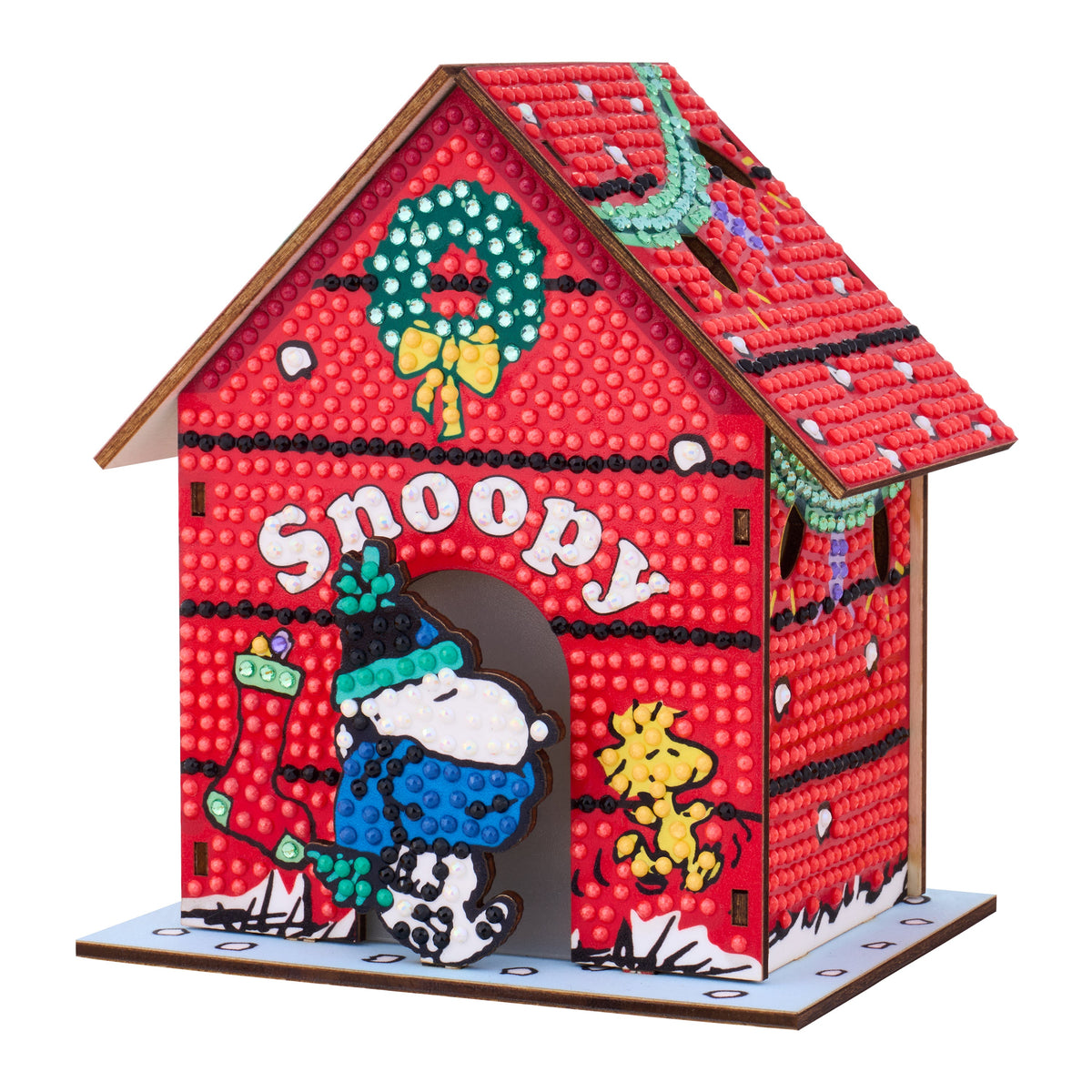 Diamond Painting Gem House - The Peanuts™ Holiday 5.4" x 4.9" x 3" (13.8 x 12.5 x 7.7cm) / Round with 13 colors including 1 AB and 4 Iridescent Diamonds and 4 Fairy Dust Diamonds / 2,965