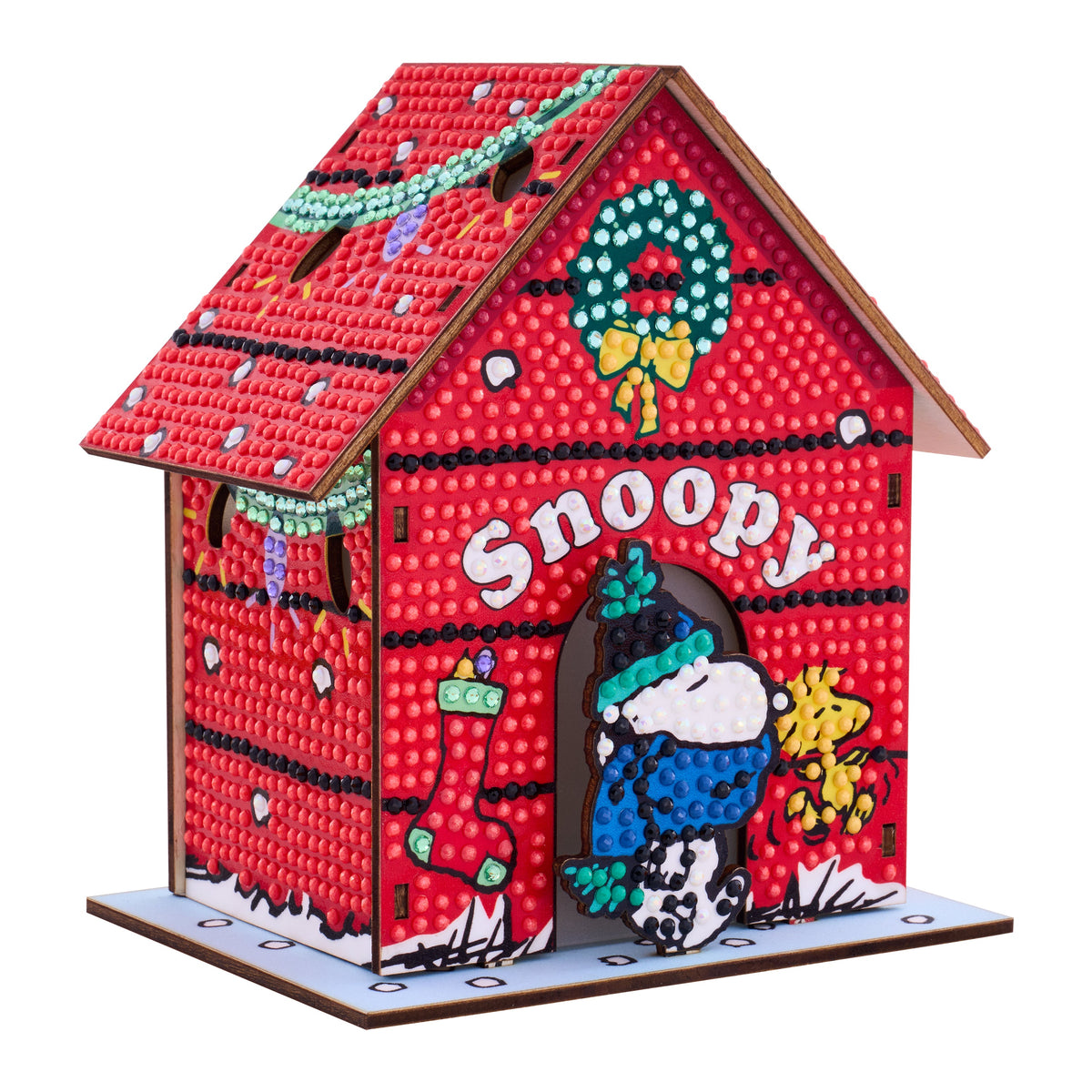 Diamond Painting Gem House - The Peanuts™ Holiday 5.4" x 4.9" x 3" (13.8 x 12.5 x 7.7cm) / Round with 13 colors including 1 AB and 4 Iridescent Diamonds and 4 Fairy Dust Diamonds / 2,965