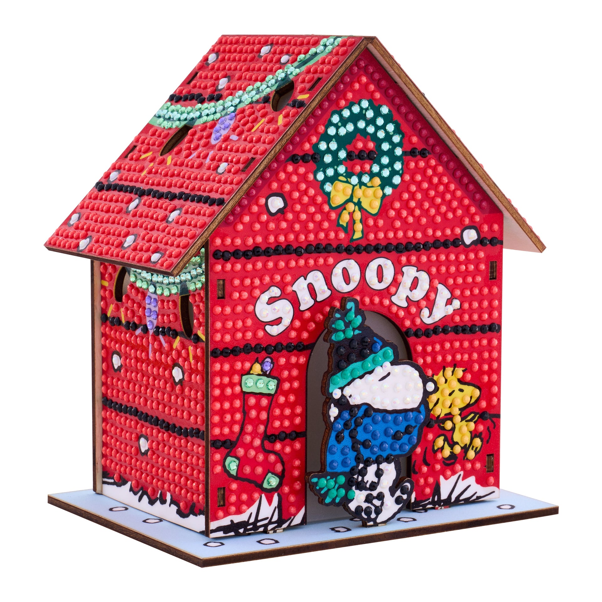 Diamond Painting Gem House - The Peanuts™ Holiday 5.4" x 4.9" x 3" (13.8 x 12.5 x 7.7cm) / Round with 13 colors including 1 AB and 4 Iridescent Diamonds and 4 Fairy Dust Diamonds / 2,965
