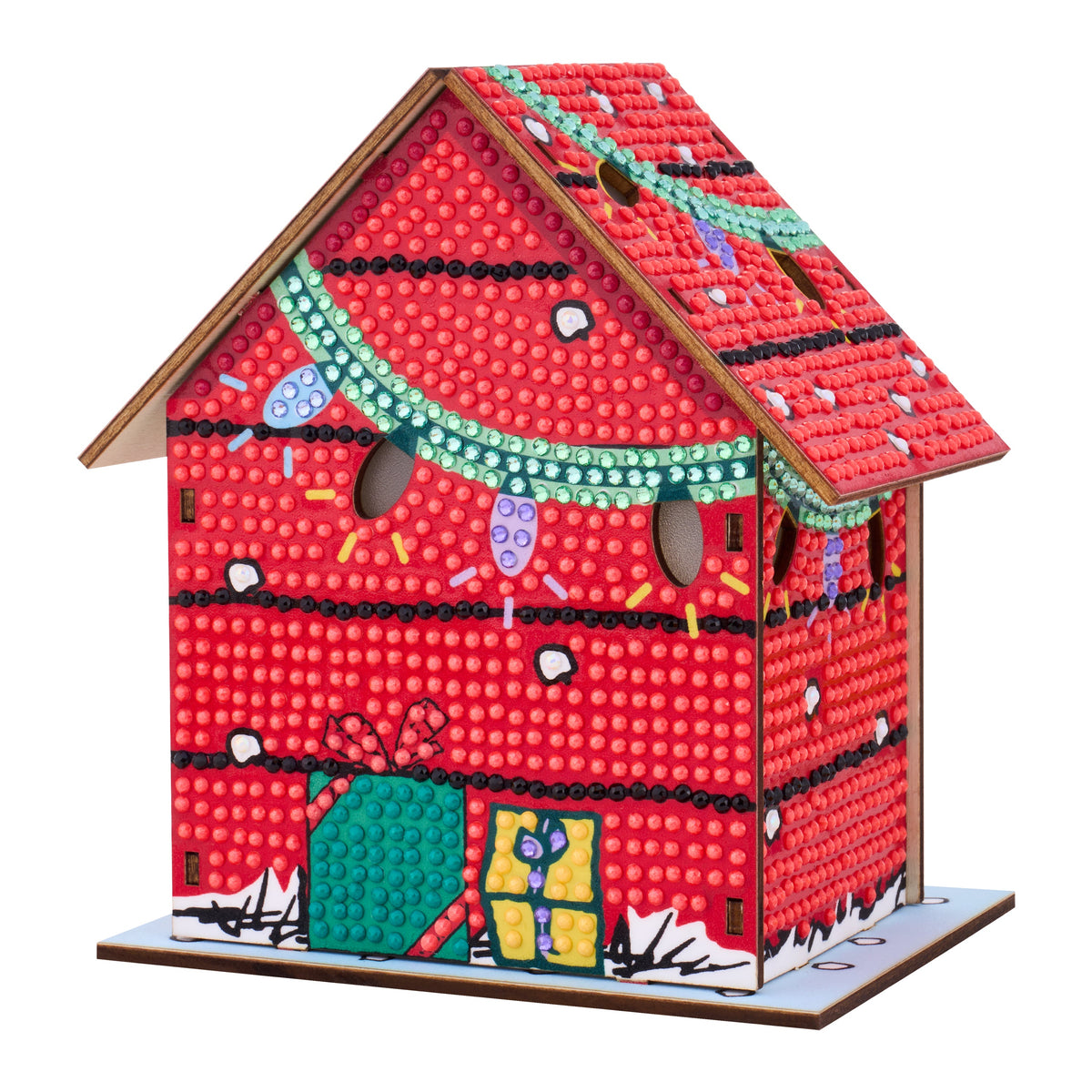 Diamond Painting Gem House - The Peanuts™ Holiday 5.4" x 4.9" x 3" (13.8 x 12.5 x 7.7cm) / Round with 13 colors including 1 AB and 4 Iridescent Diamonds and 4 Fairy Dust Diamonds / 2,965