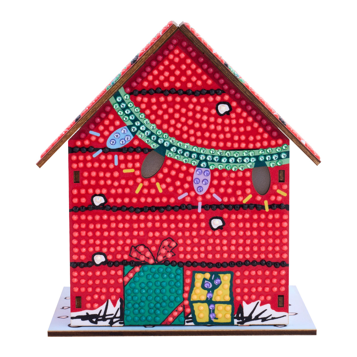 Diamond Painting Gem House - The Peanuts™ Holiday 5.4" x 4.9" x 3" (13.8 x 12.5 x 7.7cm) / Round with 13 colors including 1 AB and 4 Iridescent Diamonds and 4 Fairy Dust Diamonds / 2,965