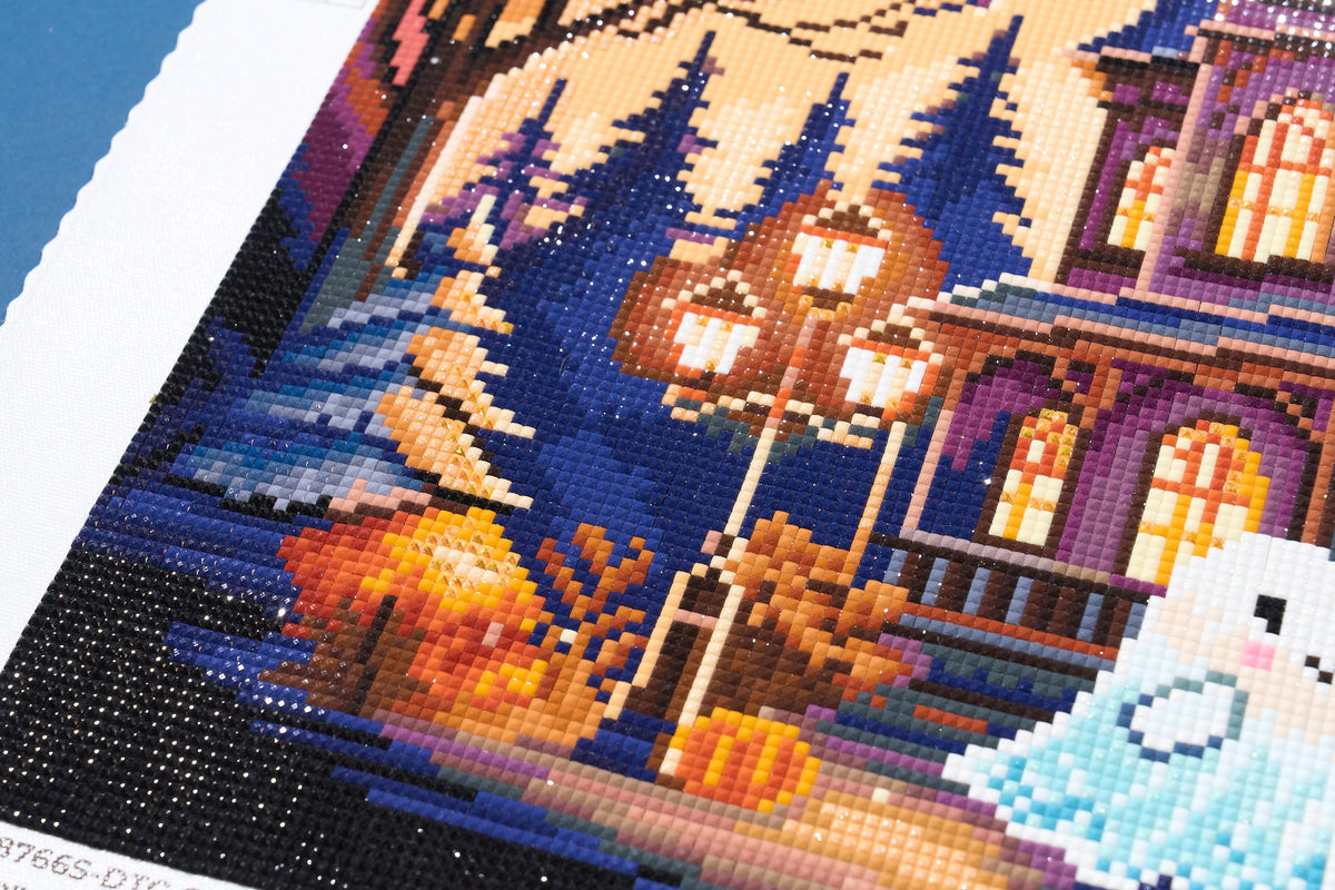 Diamond Painting Ghost Family 22" x 22" (55.8cm x 55.8cm) / Square with 54 Colors including 1 AB and 4 Fairy Dust Diamonds / 50,176