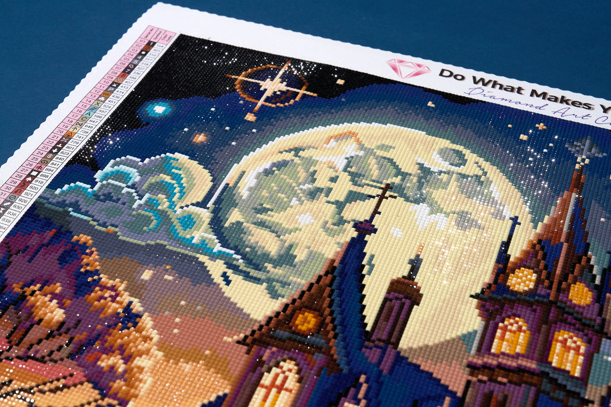 Diamond Painting Ghost Family 22" x 22" (55.8cm x 55.8cm) / Square with 54 Colors including 1 AB and 4 Fairy Dust Diamonds / 50,176