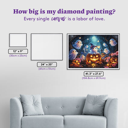 Diamond Painting Ghost Party 41.3" x 27.6" (104.8cm x 69.9cm) / Square with 89 Colors including 3 ABs and 3 Fairy Dust Diamonds / 118,301