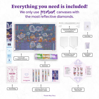 Diamond Painting Ghost Potion Friends 39.4" x 25.6" (99.8cm x 65cm) / Square with 93 Colors including 2 ABs and 7 Fairy Dust Diamonds / 104,661