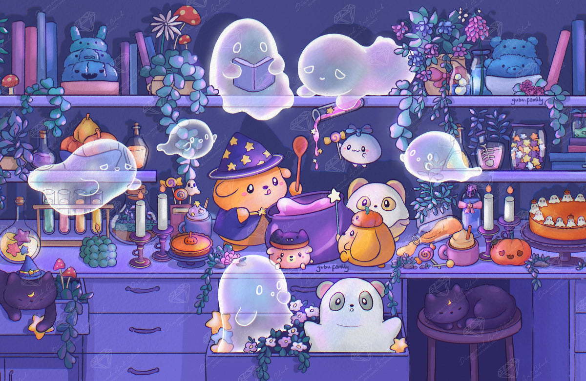 Diamond Painting Ghost Potion Friends 39.4" x 25.6" (99.8cm x 65cm) / Square with 93 Colors including 2 ABs and 7 Fairy Dust Diamonds / 104,661
