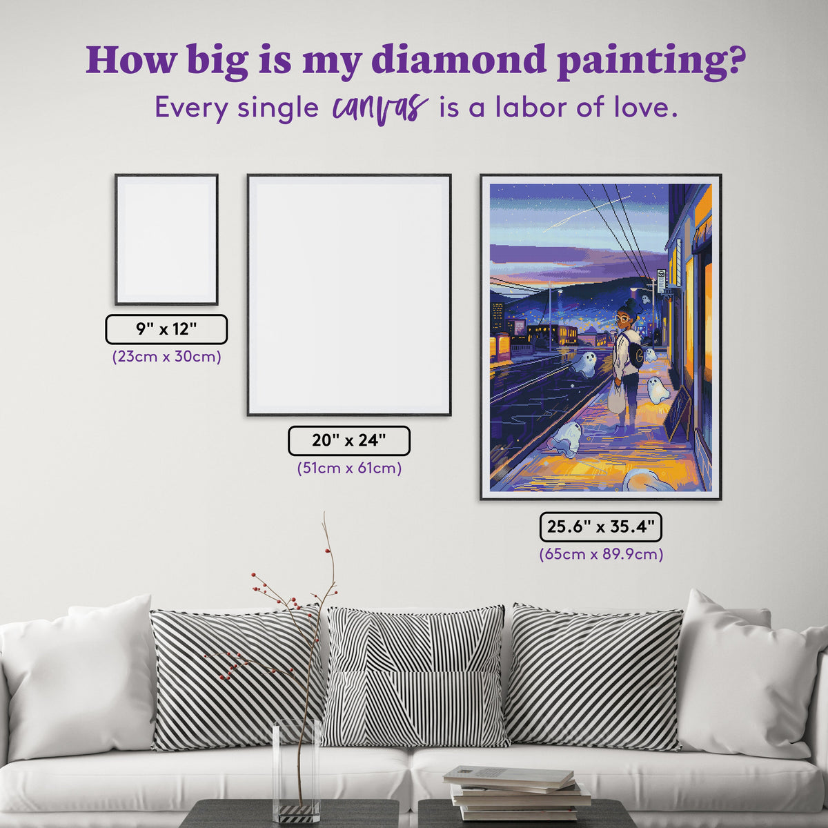 Diamond Painting Ghosties 25.6" x 35.4" (65cm x 89.9cm) / Square with 71 Colors including 2 ABs and 3 Fairy Dust Diamonds / 94,221