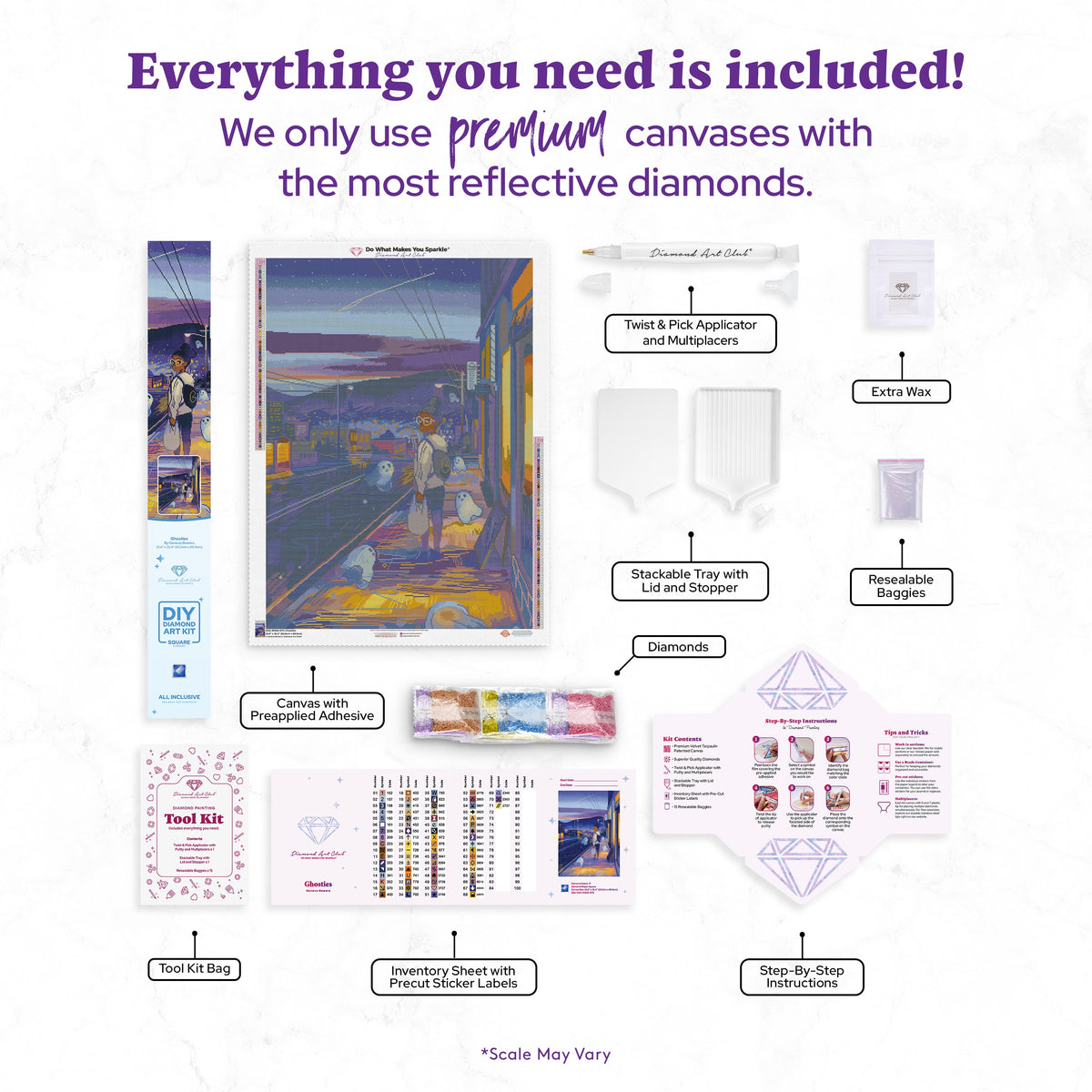 Diamond Painting Ghosties 25.6" x 35.4" (65cm x 89.9cm) / Square with 71 Colors including 2 ABs and 3 Fairy Dust Diamonds / 94,221