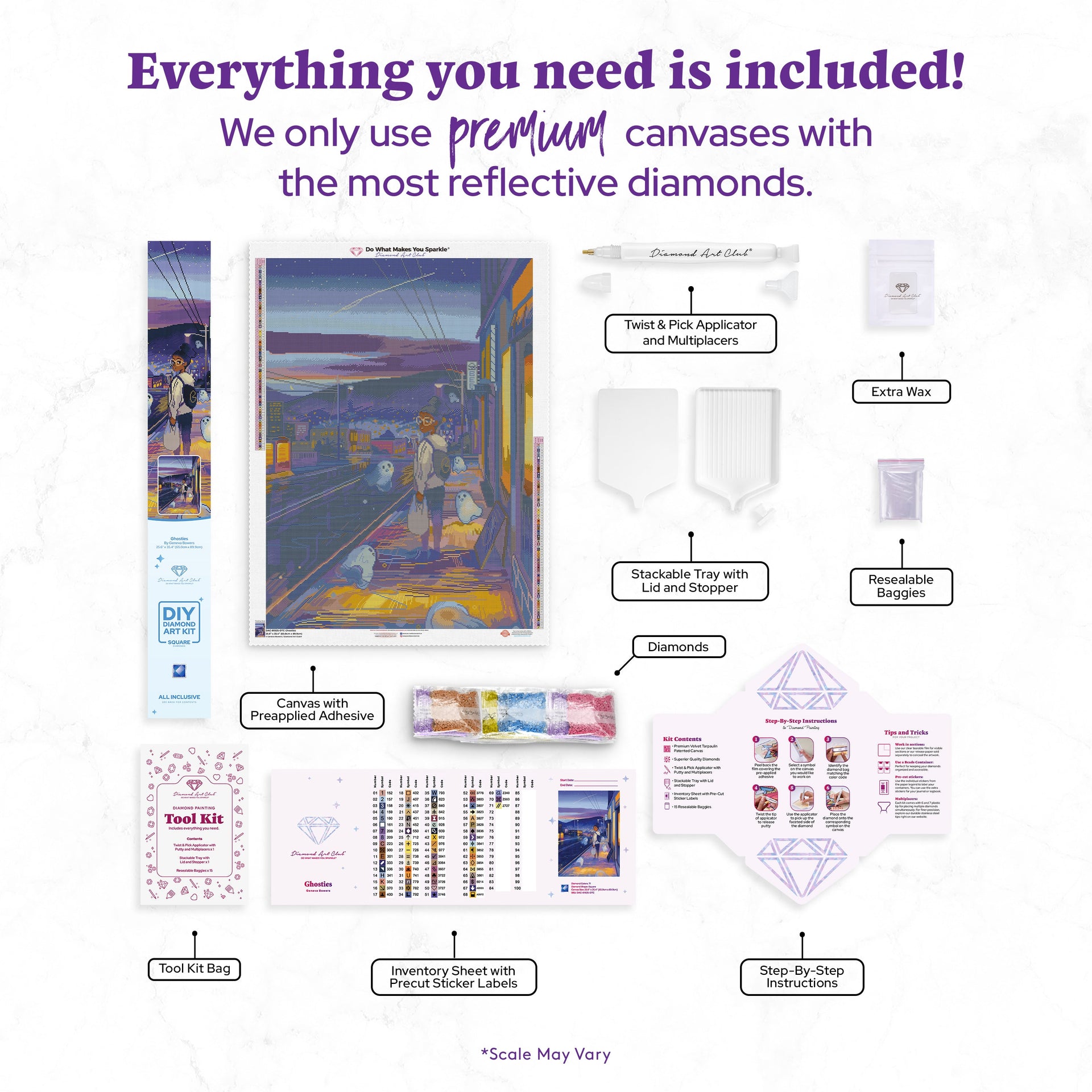 Diamond Painting Ghosties 25.6" x 35.4" (65cm x 89.9cm) / Square with 71 Colors including 2 ABs and 3 Fairy Dust Diamonds / 94,221