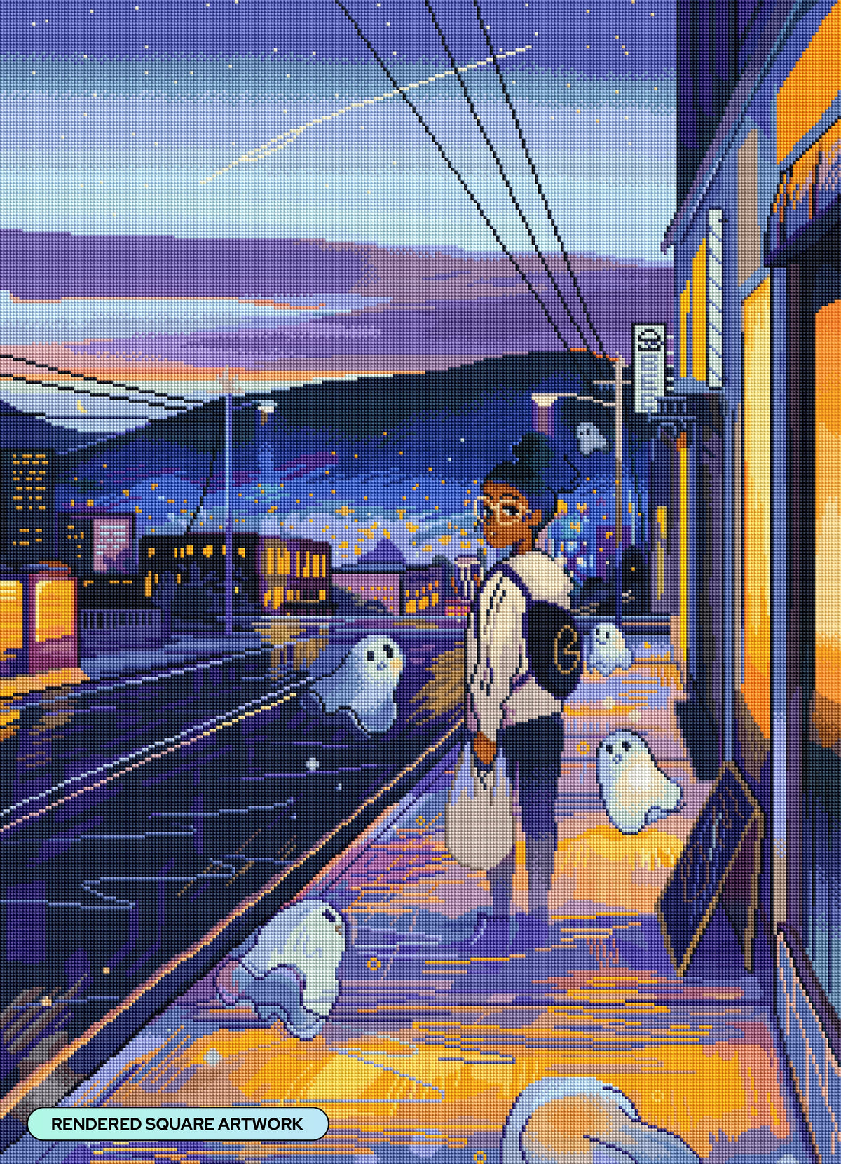 Diamond Painting Ghosties 25.6" x 35.4" (65cm x 89.9cm) / Square with 71 Colors including 2 ABs and 3 Fairy Dust Diamonds / 94,221