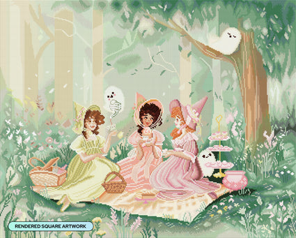 Diamond Painting Ghostly Tea Party 31.9" x 25.6" (80.9cm x 65cm) / Square with 64 Colors including 2 ABs and 3 Fairy Dust Diamonds / 84,825
