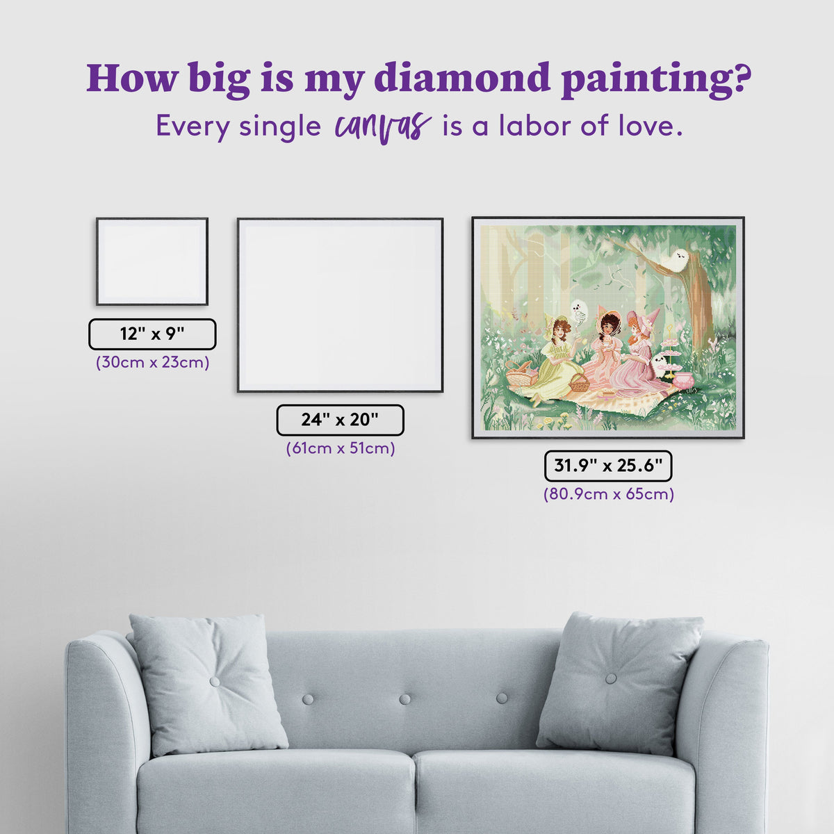 Diamond Painting Ghostly Tea Party 31.9" x 25.6" (80.9cm x 65cm) / Square with 64 Colors including 2 ABs and 3 Fairy Dust Diamonds / 84,825