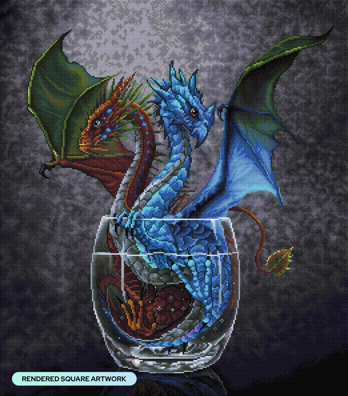 Diamond Painting Gin & Tonic Dragon 25.6" x 29.1" (65cm x 73.9cm) / Square with 48 Colors including 2 ABs and 3 Fairy Dust Diamonds / 77,517