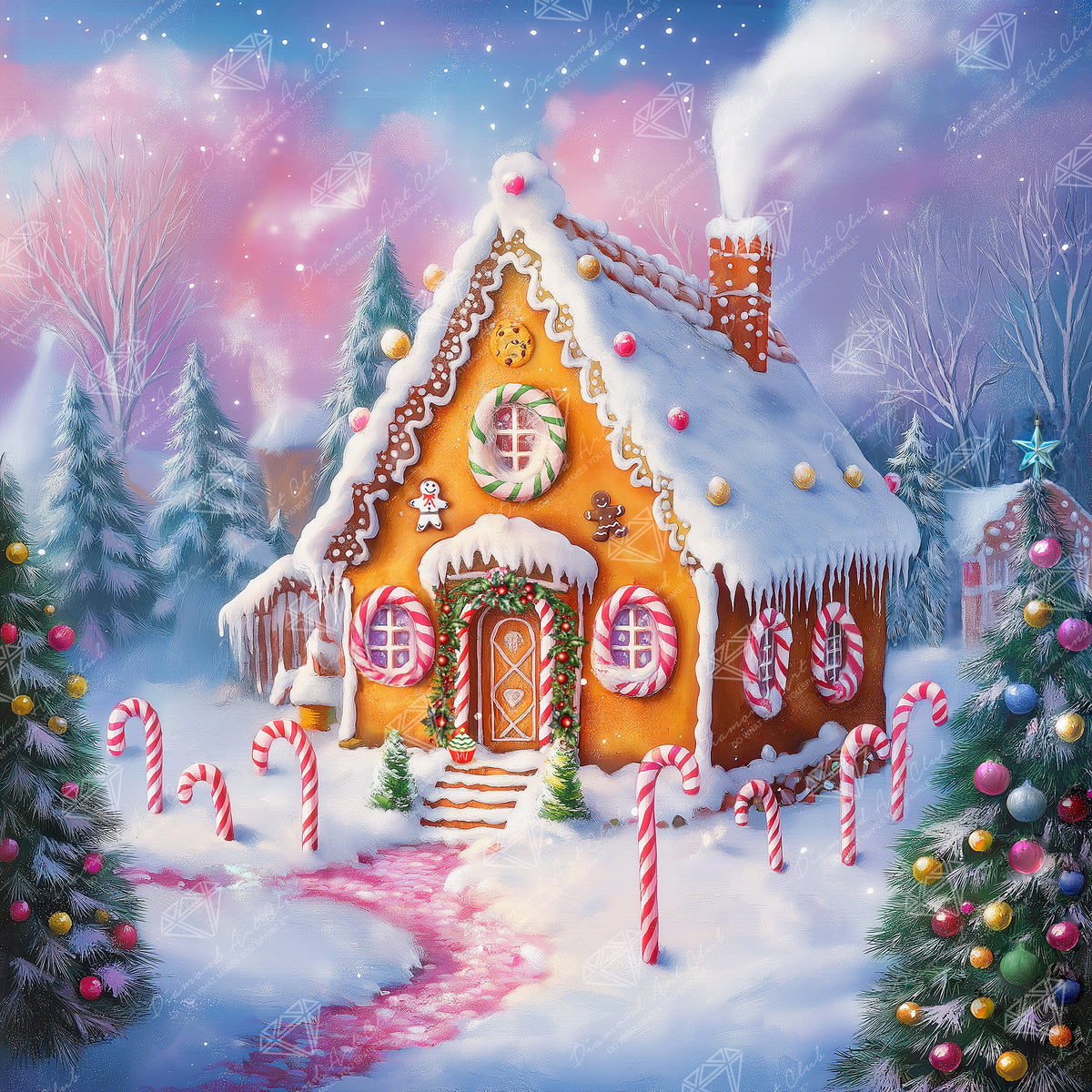 Diamond Painting Gingerbread Cottage 22" x 22" (55.8cm x 55.8cm) / Square with 68 Colors including 2 ABs and 3 Fairy Dust Diamonds / 50,176