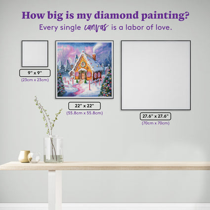 Diamond Painting Gingerbread Cottage 22" x 22" (55.8cm x 55.8cm) / Square with 68 Colors including 2 ABs and 3 Fairy Dust Diamonds / 50,176