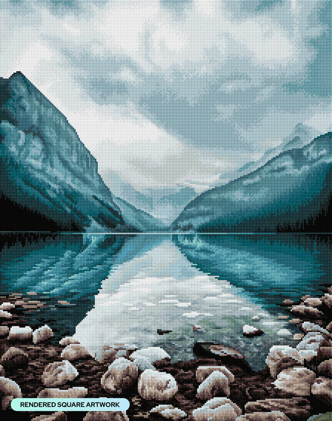 Diamond Painting Glacial Lake 22" x 28" (55.8cm x 70.7cm) / Square with 42 Colors including 2 ABs and 1 Fairy Dust Diamond / 63,616