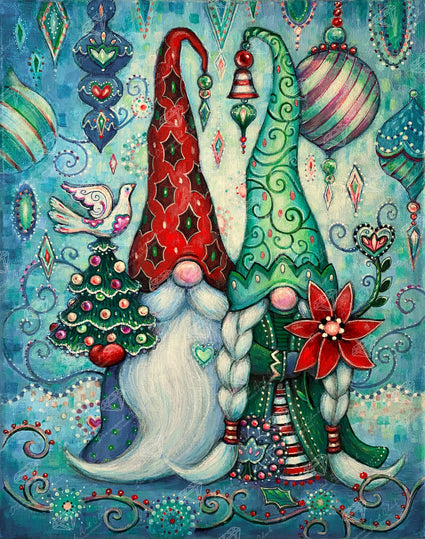 Diamond Painting Gnome for the Holidays 22" x 28" (55.8cm x 70.7cm) / Square with 60 Colors including 3 ABs and 2 Fairy Dust Diamonds / 63,616