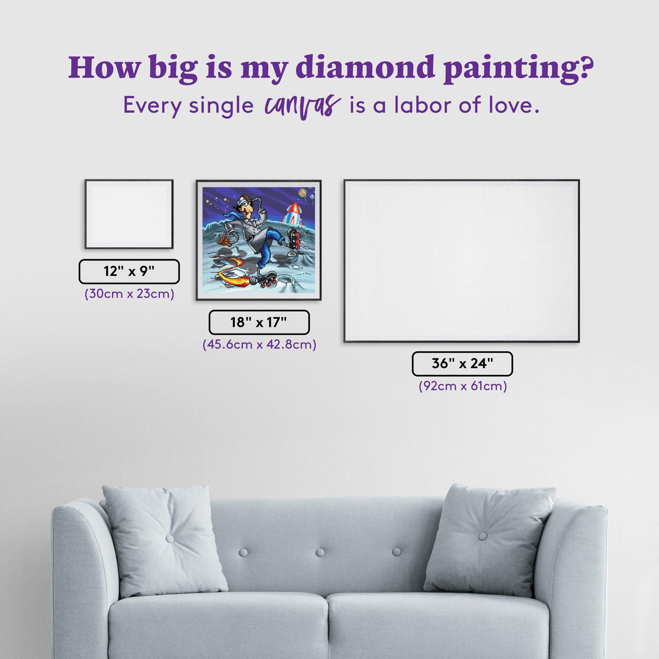 Diamond Painting Go-Go-Gadget Rocket 18" x 17" (45.6cm x 42.8cm) / Square with 50 Colors including 2 AB Diamonds and 2 Fairy Dust Diamonds / 31,476