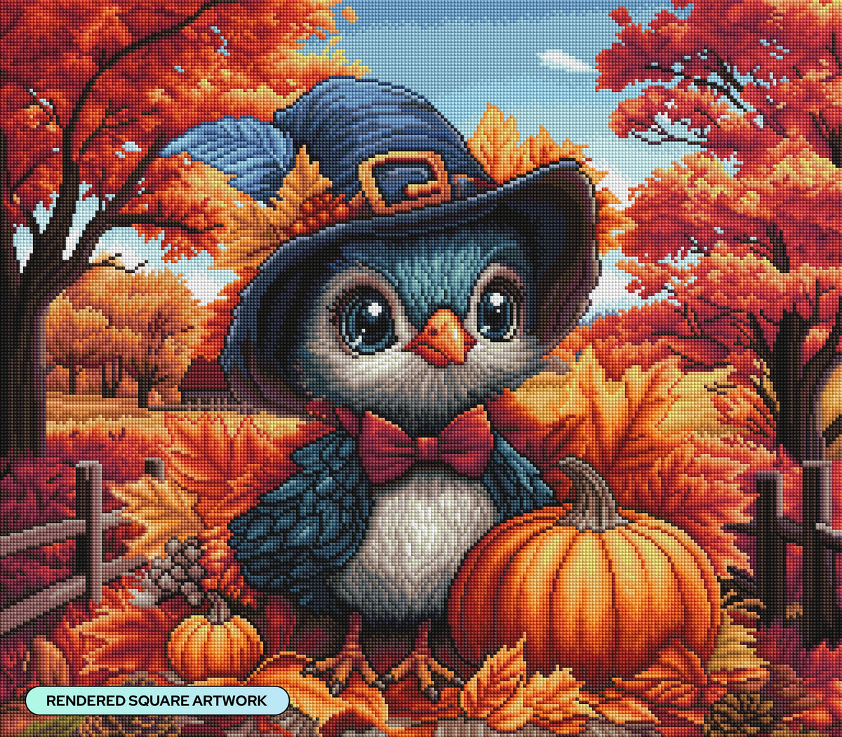 Diamond Painting Gobbler 25" x 22" (63.7cm x 55.8cm) / Square with 55 Colors including 3 ABs and 3 Fairy Dust Diamonds / 57,344