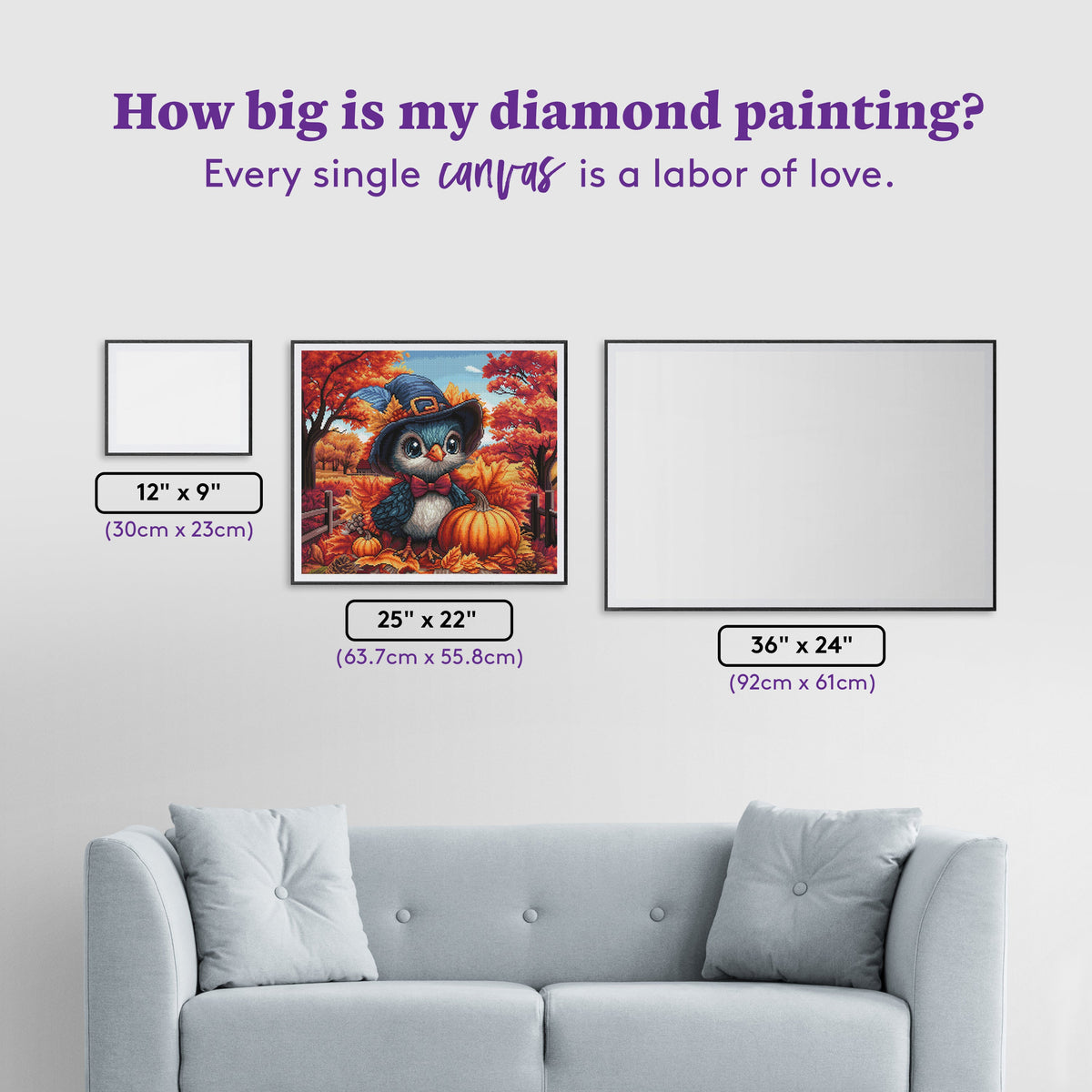 Diamond Painting Gobbler 25" x 22" (63.7cm x 55.8cm) / Square with 55 Colors including 3 ABs and 3 Fairy Dust Diamonds / 57,344