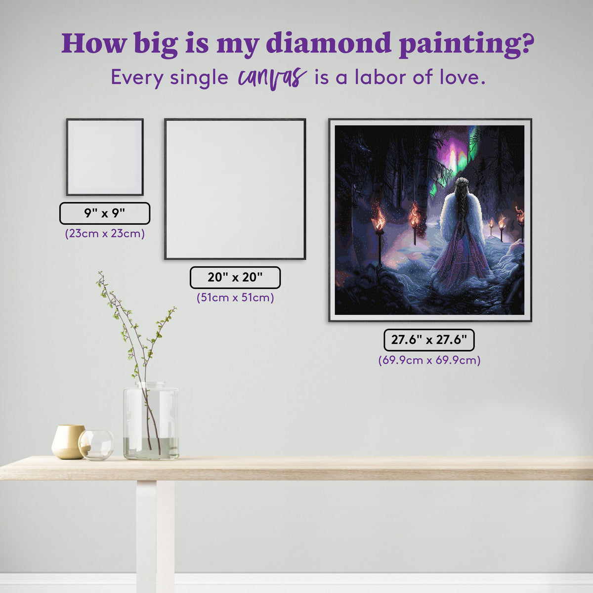Diamond Painting Goddess of Norwegian Lights 27.6" x 27.6" (69.9cm x 69.9cm) / Square with 78 Colors including 5 Fairy Dust Diamonds / 78,961