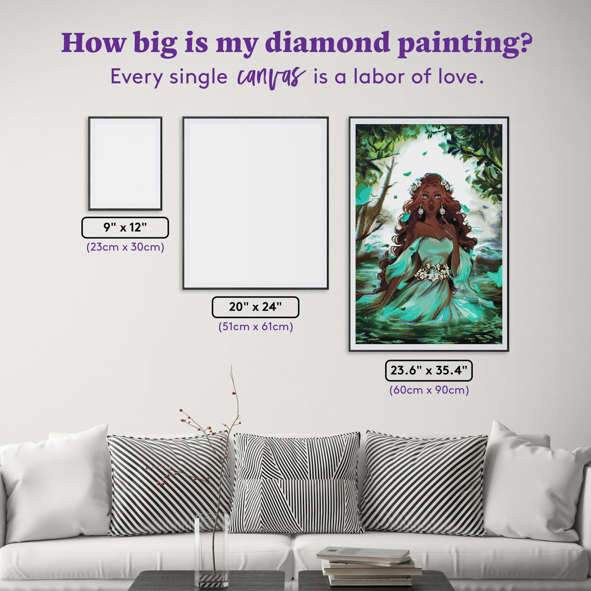 Diamond Painting Goddess of Water 23.6" x 35.4" (60cm x 90cm) / Square with 52 Colors including 5 Fairy Dust Diamonds and 1 Iridescent Diamond / 87,001