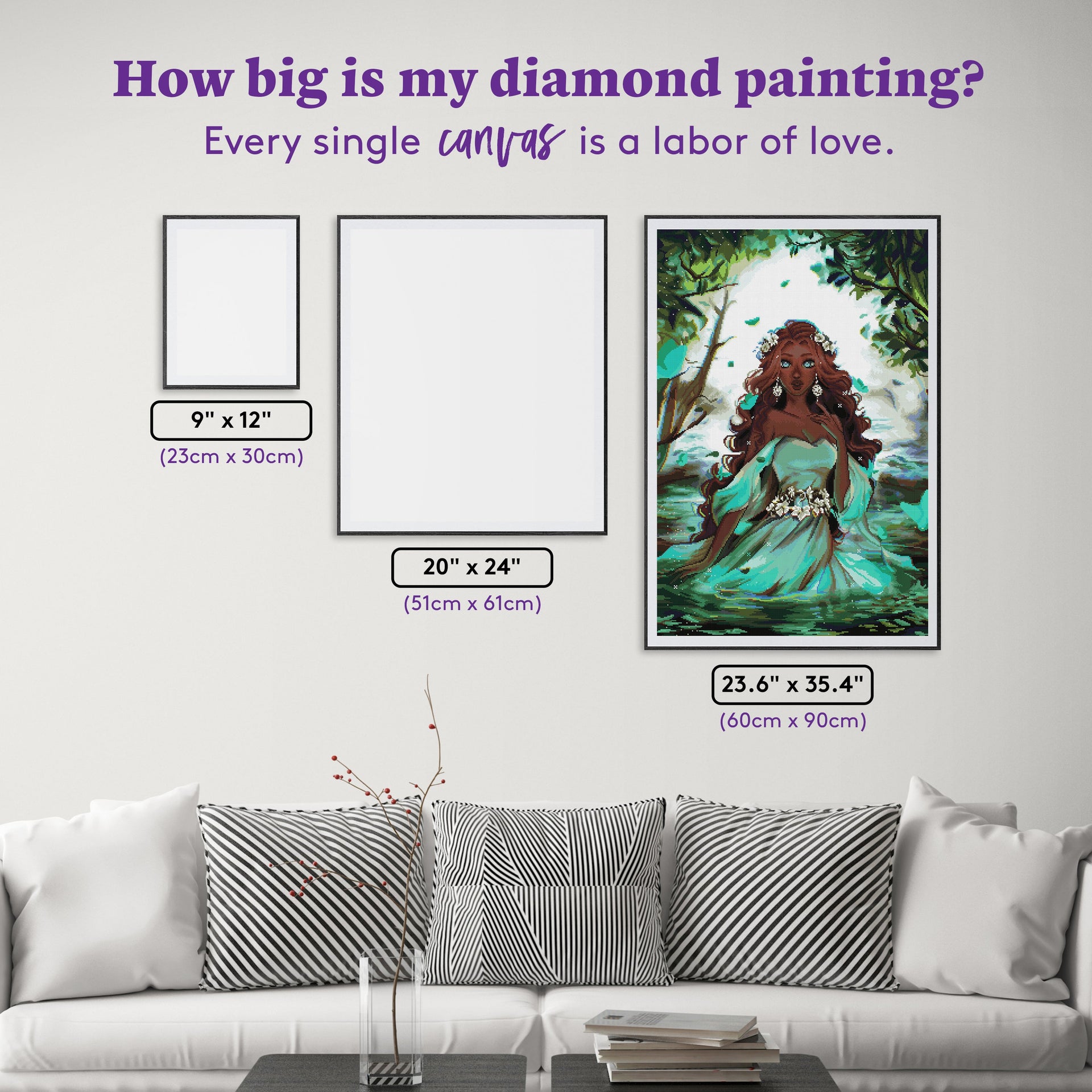 Diamond Painting Goddess of Water 23.6" x 35.4" (60cm x 90cm) / Square with 52 Colors including 5 Fairy Dust Diamonds and 1 Iridescent Diamond / 87,001