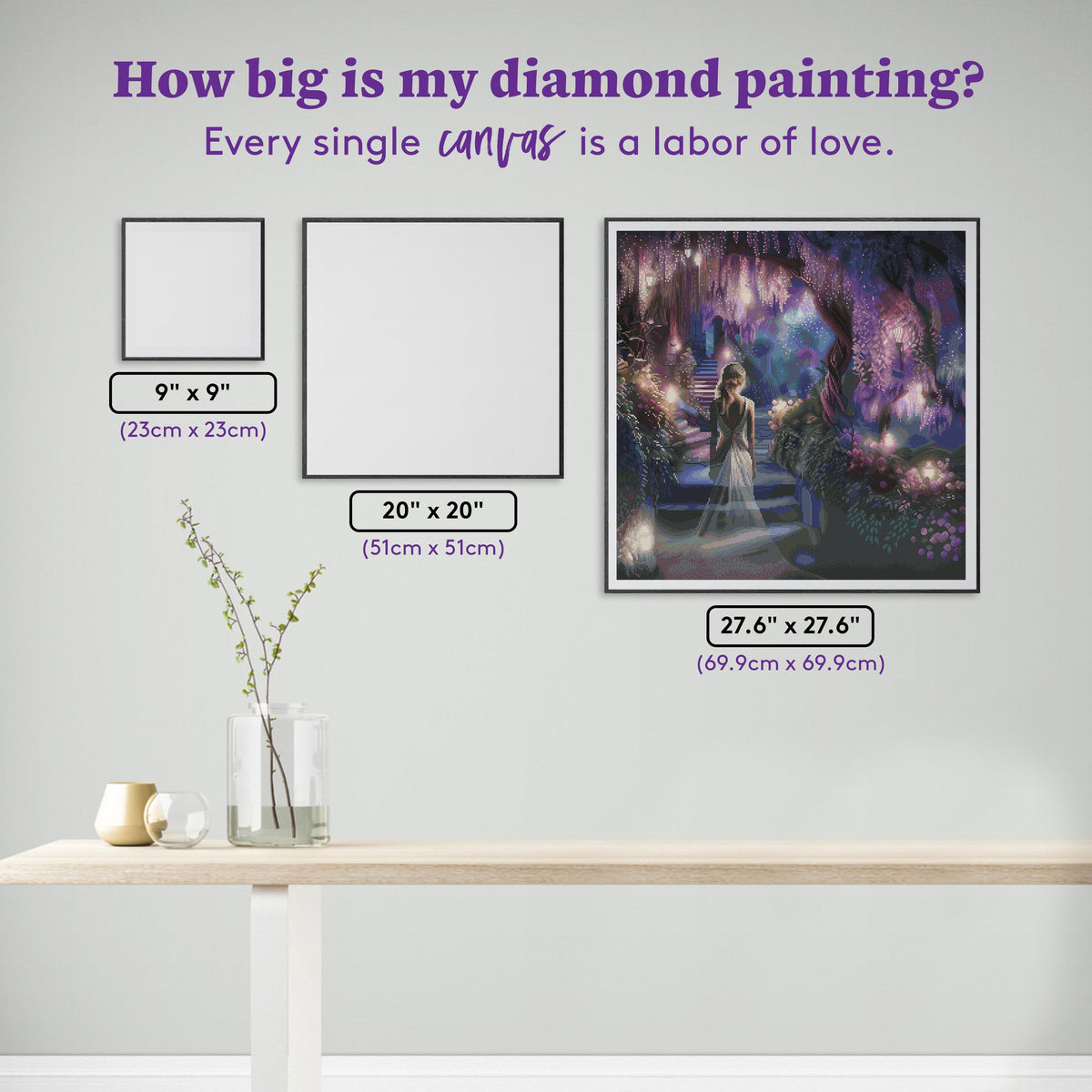 Diamond Painting Goddess of Wisteria 27.6" x 27.6" (69.9cm x 69.9cm) / Square with 82 Colors including 2 ABs and 4 Fairy Dust Diamonds / 78,961
