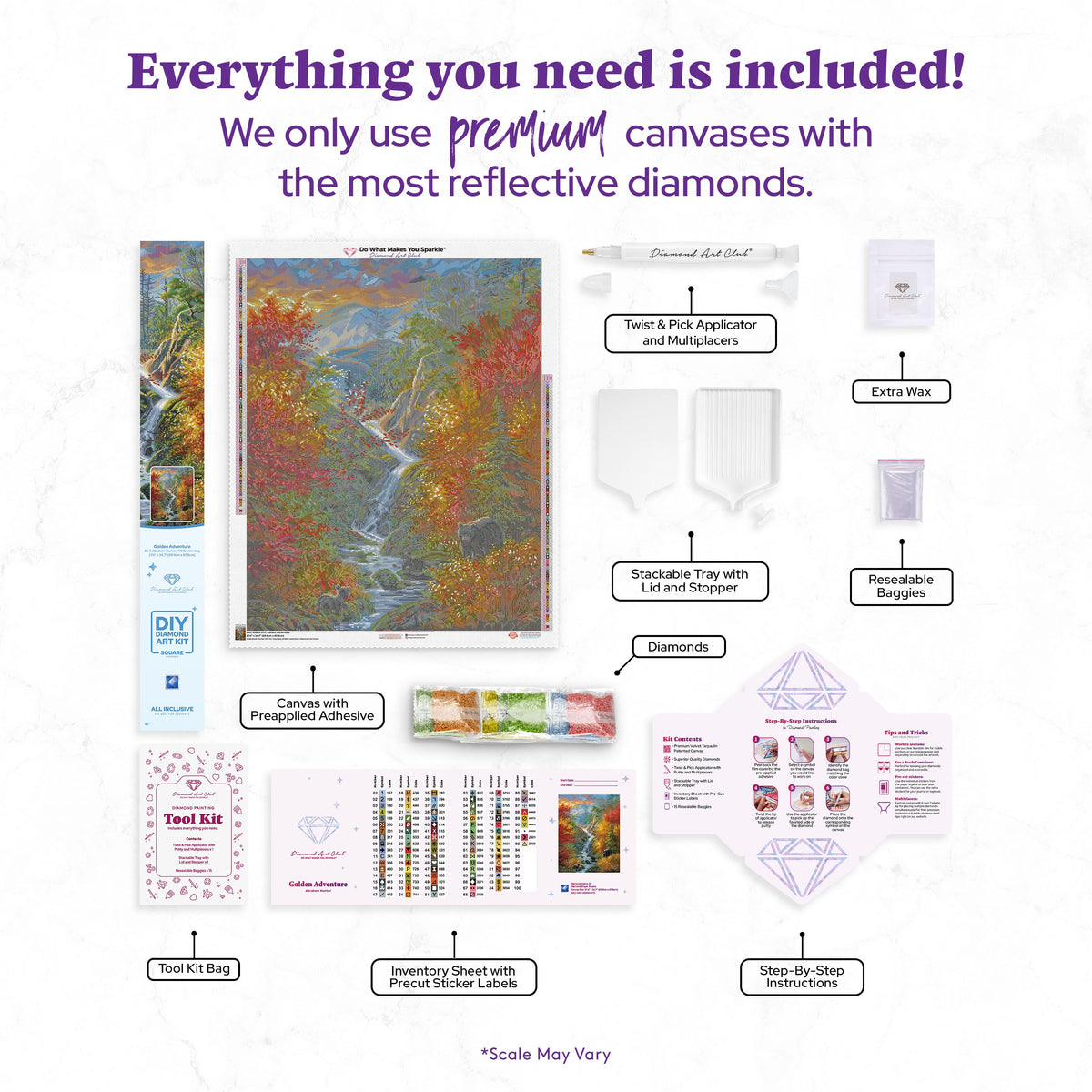 Diamond Painting Golden Adventure 27.6" x 34.7" (69.9cm x 87.9cm) / Square with 93 Colors including 4 ABs and 2 Fairy Dust Diamonds / 99,193