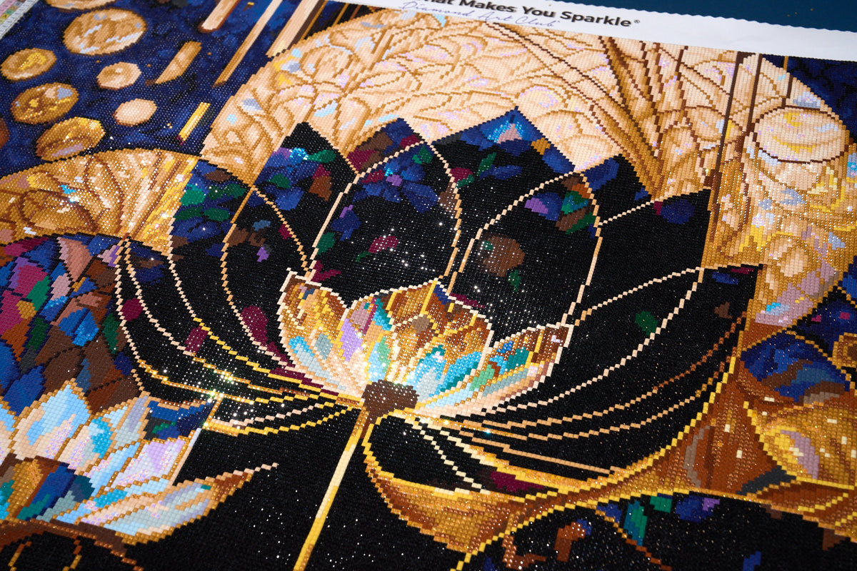 Diamond Painting Golden Lotus 27.6" x 27.6" (69.9cm x 69.9cm) / Square with 47 Colors including 3 ABs and 4 Fairy Dust Diamonds / 78,961