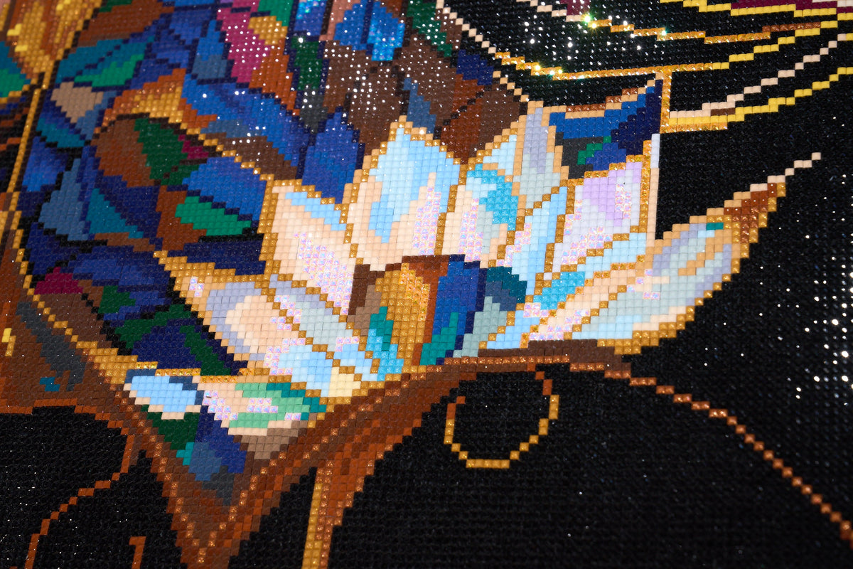 Diamond Painting Golden Lotus 27.6" x 27.6" (69.9cm x 69.9cm) / Square with 47 Colors including 3 ABs and 4 Fairy Dust Diamonds / 78,961