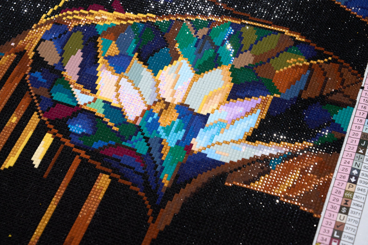 Diamond Painting Golden Lotus 27.6" x 27.6" (69.9cm x 69.9cm) / Square with 47 Colors including 3 ABs and 4 Fairy Dust Diamonds / 78,961