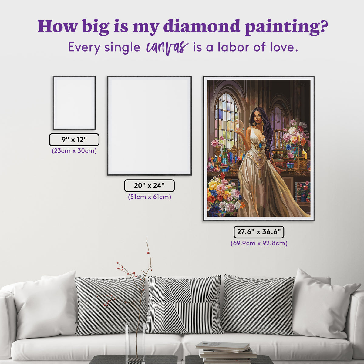 Diamond Painting Golden Witch 27.6" x 36.6" (69.9cm x 92.8cm) / Square with 99 Colors including 5 ABs and 1 Iridescent Diamond and 3 Fairy Dust Diamonds / 104,813
