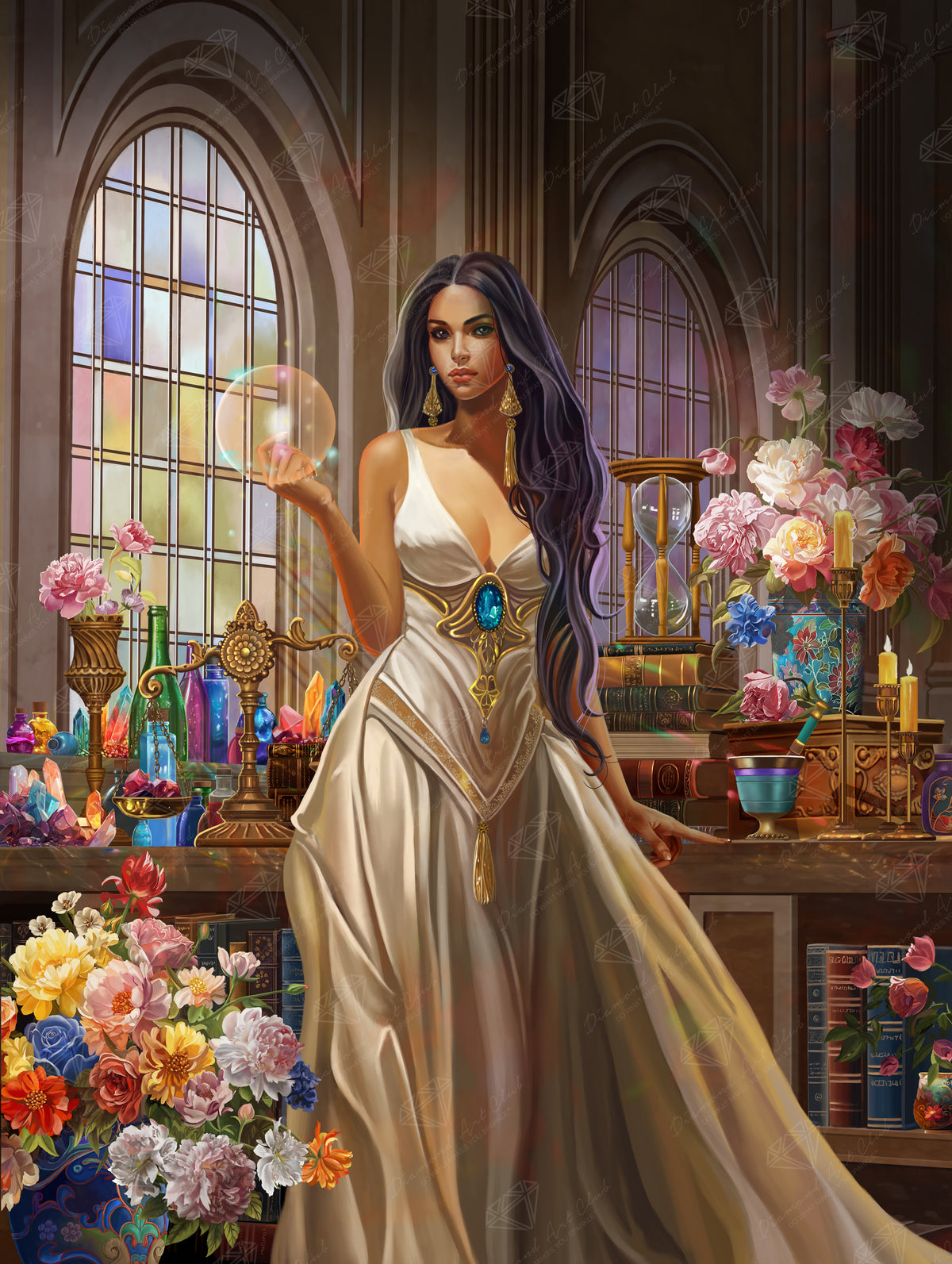 Diamond Painting Golden Witch 27.6" x 36.6" (69.9cm x 92.8cm) / Square with 99 Colors including 5 ABs and 1 Iridescent Diamond and 3 Fairy Dust Diamonds / 104,813