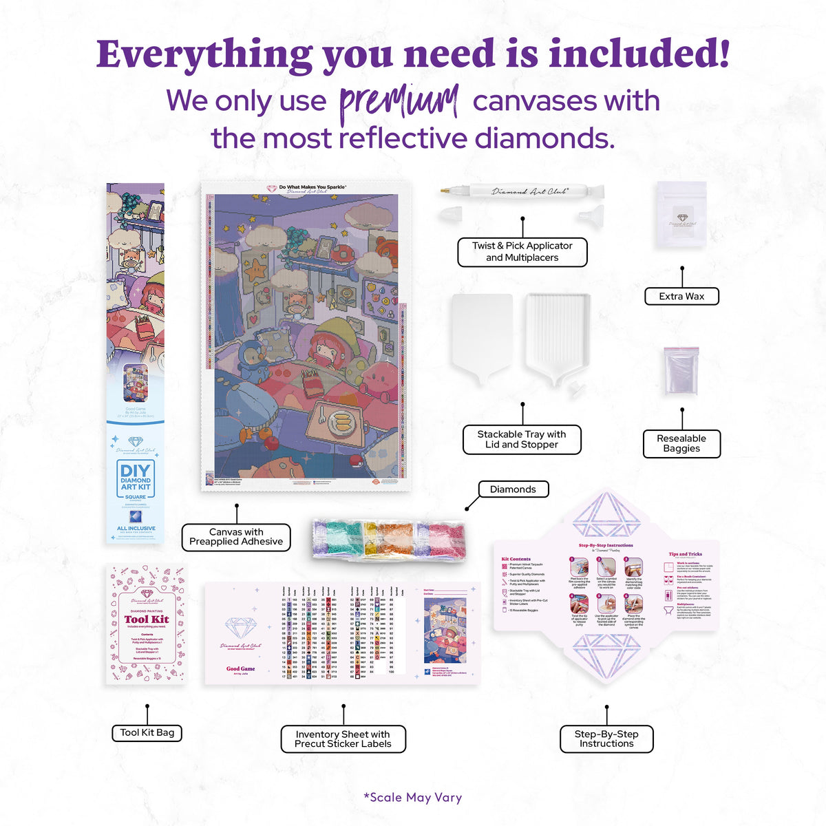 Diamond Painting Good Game 22" x 34" (55.8cm x 85.9cm) / Square With 81 Colors Including 5 Fairy Dust Diamonds / 77,280