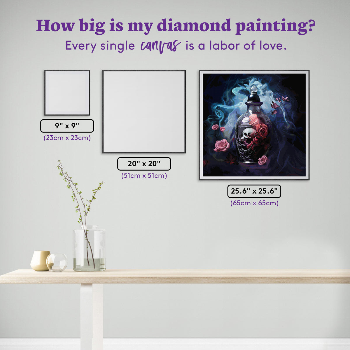 Diamond Painting Goth Amore 25.6" x 25.6" (65cm x 65cm) / Square with 50 Colors including 1 AB and 4 Fairy Dust Diamonds / 68,121