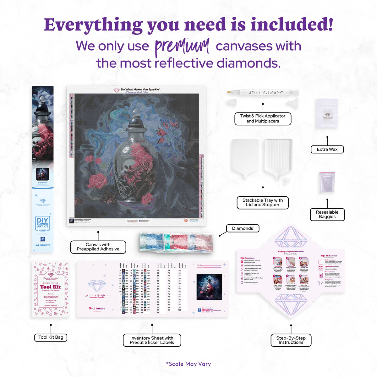 Diamond Painting Goth Amore 25.6" x 25.6" (65cm x 65cm) / Square with 50 Colors including 1 AB and 4 Fairy Dust Diamonds / 68,121