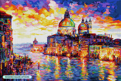 Diamond Painting Grand Canal and Basilica Venice 41.3" x 27.6" (105cm x 70cm) / Square with 61 Colors including 5 ABs and 4 Fairy Dust Diamonds / 118,301