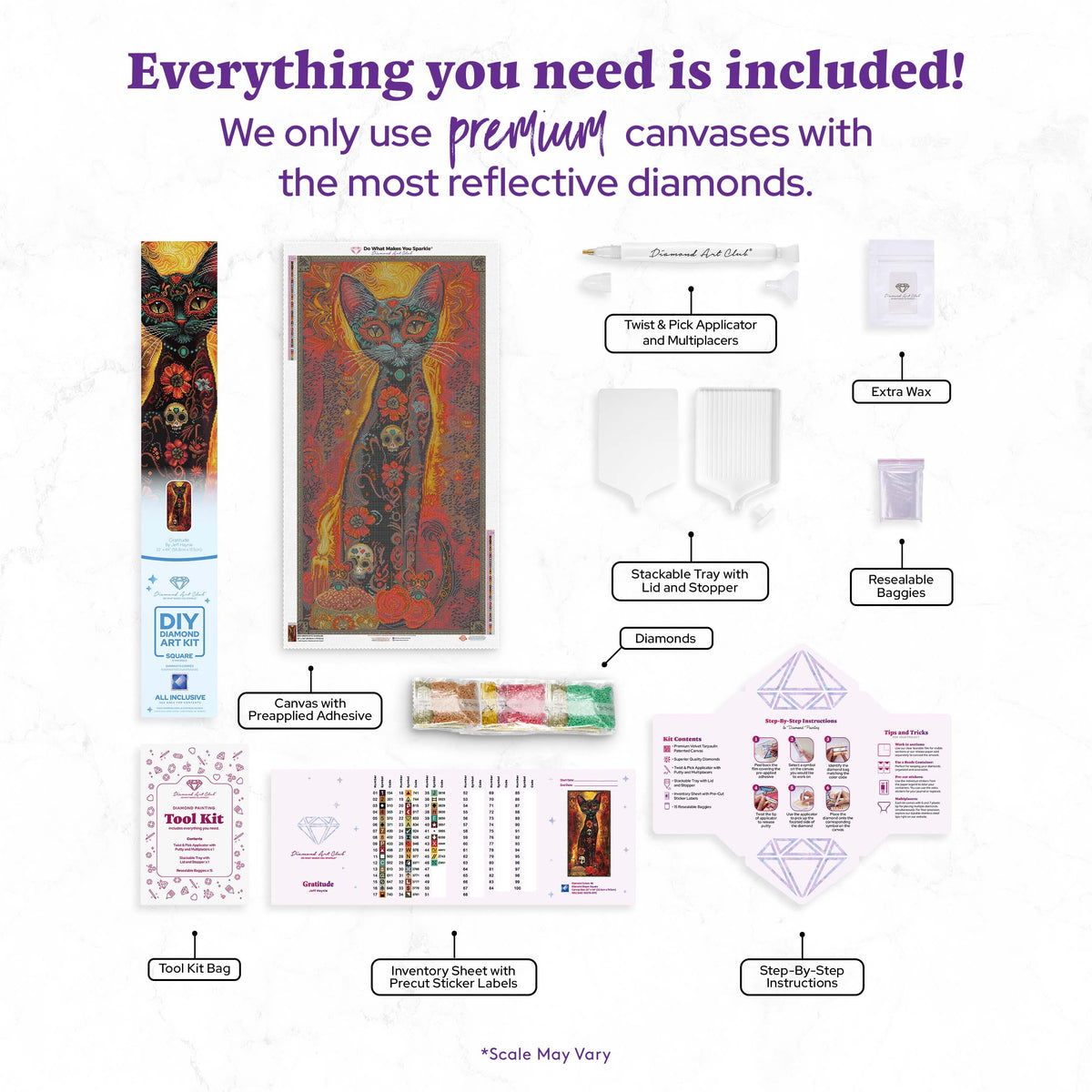 Diamond Painting Gratitude 22" x 44" (55.8cm x 111.5cm) / Square with 46 Colors including 2 ABs and 2 Fairy Dust Diamonds / 100,352