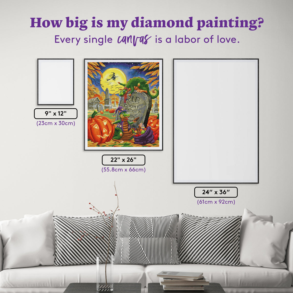Diamond Painting Graveyard Goodies 22" x 26" (55.8cm x 66cm) / Square with 65 Colors including 5 ABs and 2 Fairy Dust Diamonds / 59,360