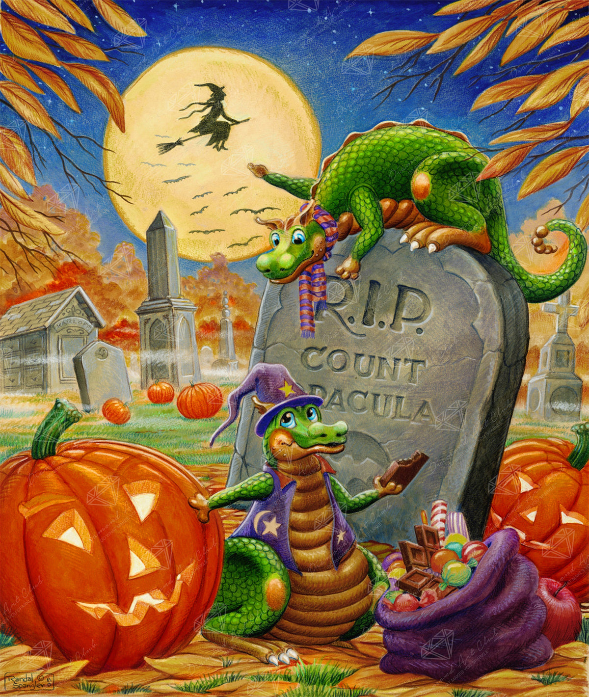 Diamond Painting Graveyard Goodies 22" x 26" (55.8cm x 66cm) / Square with 65 Colors including 5 ABs and 2 Fairy Dust Diamonds / 59,360