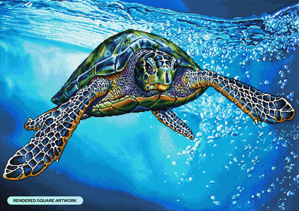 Diamond Painting Green Sea Turtle 39" x 27.6" (99cm x 70cm) / Square With 44 Colors Including 2 ABs and 2 Fairy Dust Diamonds / 111,557