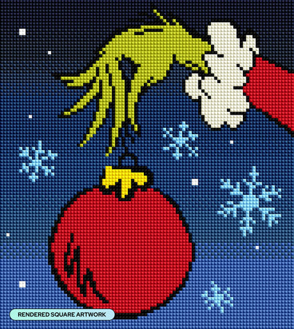 Diamond Painting Grinch™ Ornament 9" x 10" (22.9cm x 25.6cm) / Square with 14 Colors including 1 AB and 1 Iridescent Diamond and 2 Fairy Dust Diamonds / 9,476