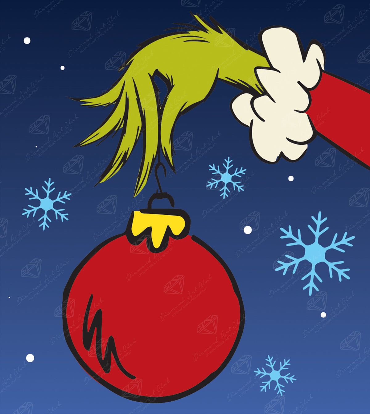 Diamond Painting Grinch™ Ornament 9" x 10" (22.9cm x 25.6cm) / Square with 14 Colors including 1 AB and 1 Iridescent Diamond and 2 Fairy Dust Diamonds / 9,476