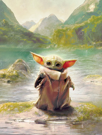 Diamond Painting Grogu 22" x 29" (55.6cm x 73.8cm) / Round with 68 Colors including 1 AB and 4 Fairy Dust Diamonds / 54,136