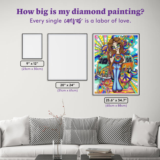 Diamond Painting Groovy Girl 25.6" x 34.7" (65cm x 88cm) / Square with 67 Colors including 3 ABs and 3 Fairy Dust Diamonds / 92,133