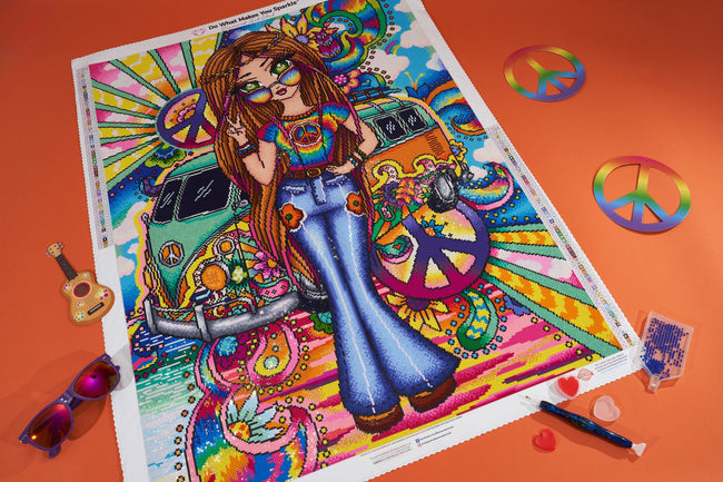Diamond Painting Groovy Girl 25.6" x 34.7" (65cm x 88cm) / Square with 67 Colors including 3 ABs and 3 Fairy Dust Diamonds / 92,133