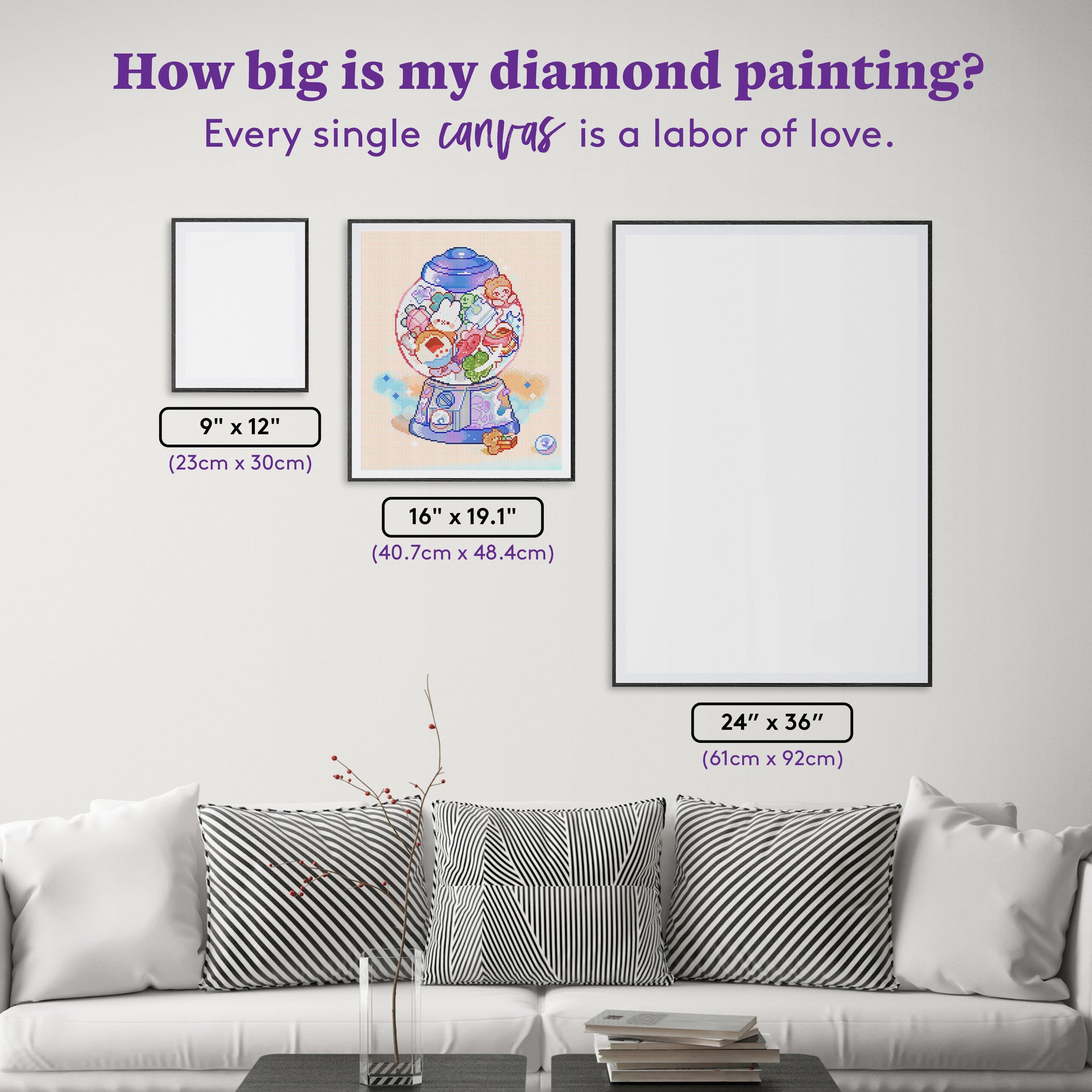 Diamond Painting Gumball Trinket 16" x 19.1" (40.7cm x 48.4cm) / Round with 64 Colors including 4 ABs and 4 Fairy Dust Diamonds / 26,048