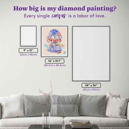 Diamond Painting Gumball Trinket 16" x 19.1" (40.7cm x 48.4cm) / Round with 64 Colors including 4 ABs and 4 Fairy Dust Diamonds / 26,048