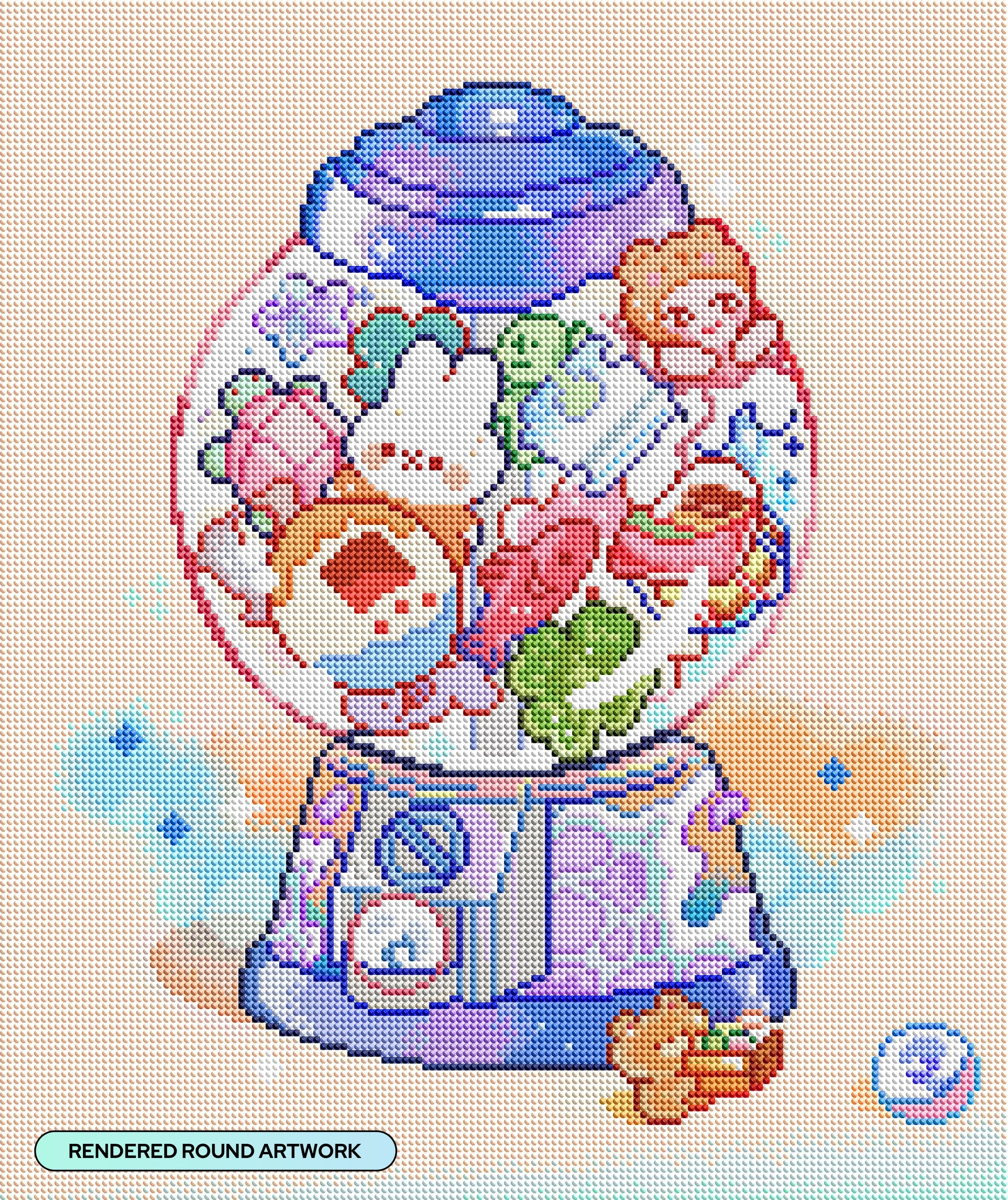 Diamond Painting Gumball Trinket 16" x 19.1" (40.7cm x 48.4cm) / Round with 64 Colors including 4 ABs and 4 Fairy Dust Diamonds / 26,048